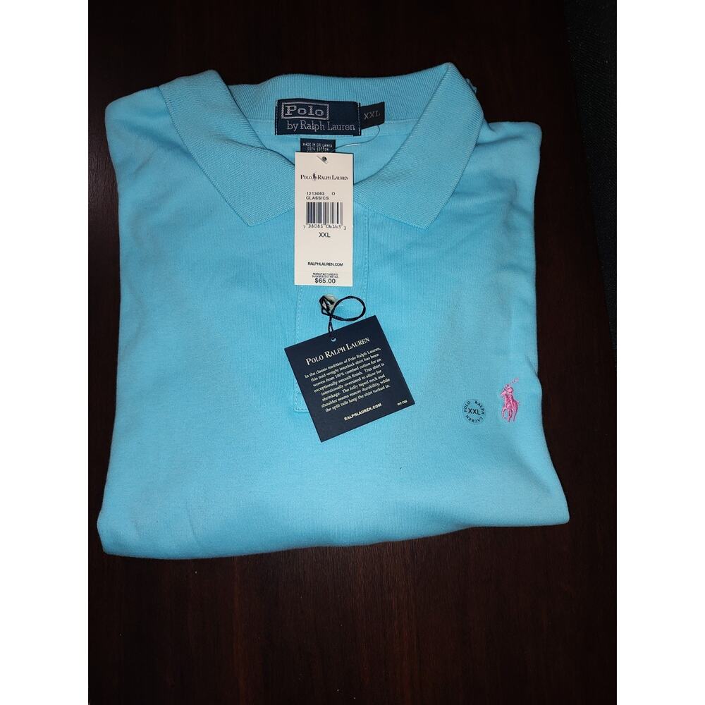 Men's Polo Ralph Lauren Polo Shirt Light Blue Interlock Short Sleeve Pony - XXL - Picture 4 of 5